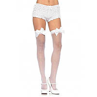 Чулки с бантиком Leg Avenue Sheer Thigh Highs, белые, O/S - KissShoping -