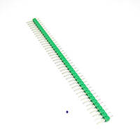 PLS-40-GREEN Планка штыревая на плату прямая шаг 2,54мм 1x40 контакт. Цвет: зелёный