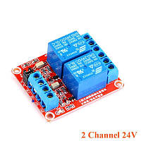 2-Channel 24V Relay Module High/Low Level Trigger Двухканальный релейный модуль для ARDUINO контроллеров.