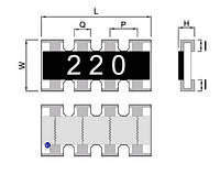 FCN124RJ470R Резистивная сборка: Сопротивление: 470 Ом, Допуск: ±5%, Мощность: 63 мВт, Монтаж: SMD0402,