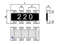 FCN164RJ470R Резистивная сборка: Сопротивление: 470 Ом, Допуск: ±5%, Мощность: 63 мВт, Монтаж: SMD0603,