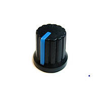 KNOB-PLB-14X15X6-BLUE Ручка для потенциометра: пластик, внешний диаметр 14 мм. внутренний диаметр 6 мм. Высота
