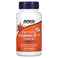 Вітамін D3 / Vitamin D-3 високоактивний, 25 мкг (1000 МО), 360 таблеток, Now Foods