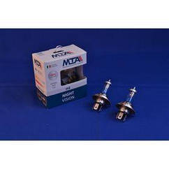 Лампа автомобільна H4 12 V 60/55 W P43T NIGHT VISION + 80% (2 шт.) (ближніша/далекіша, протитуманна) MTA