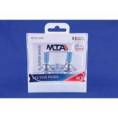 Лампа автомобільна H7 12 V 55 W PX26D SUPER WHITE (ближня/даля), протитуманна (2шт) MTA