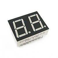 E20561-J-UY4-0-W Светодиодный индикатор, общий катод, высота символа 14,22 мм, двухсимвольный, цвет свечения