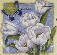 Салфетки столовые ТМ Luxy 3-х слойные (20 шт) Белые тюльпаны (15)