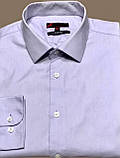 Чоловіча бавовняна сорочка ніжно бузкового кольору воріт 44, фото 3