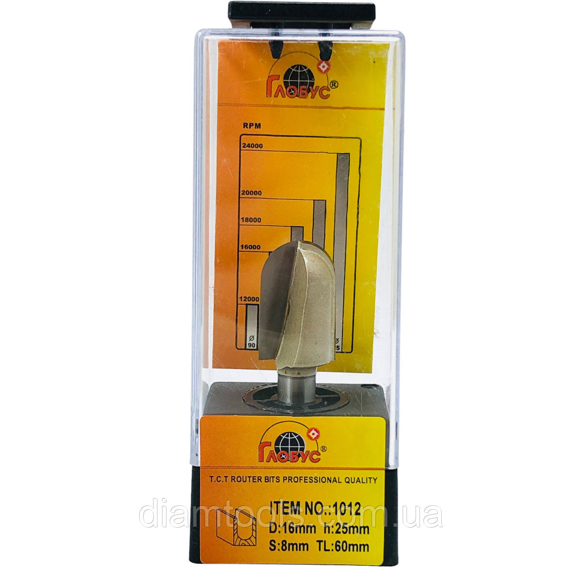 Фреза пазова галтельна Глобус D16 d8 L60 h25 z2, фото 1
