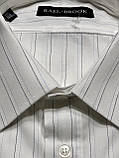 Чоловіча бавовняна сорочка біла в тонку смужку воріт 44/45, фото 5