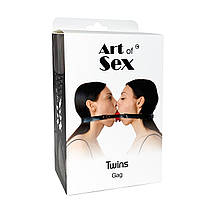 Подвійний кляп Art of Sex — Twins, натуральна шкіра, фото 4