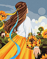 Картина по номерам Украинскй сюжет. Девушка с ленточками 40*50 см Идейка KHO4984