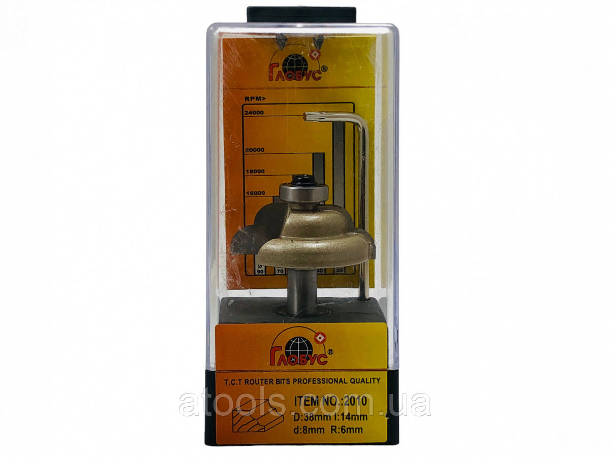 Фреза кромкова калювальна Глобус 2010 D38 d8 L49 h14 R6