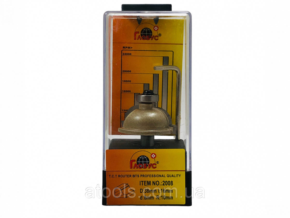 Фреза кромкова фігурна Глобус 2008 D38 d8 L51 h16 R10