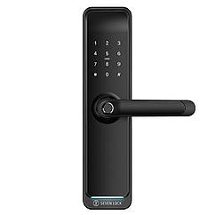 Розумний дверний біометричний замок SEVEN LOCK SL-7767BF black (врізна частина 6068)