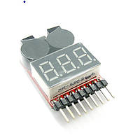 Battery Voltage Indicator 1-8S Индикатор заряда батареи со звуковой и светодиодной сигнализацией для LiPo