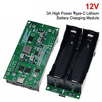 UPS 18650 Power Supply Converter 12V Модуль Type-C для сборки миниатюрного источника бесперебойного питания на