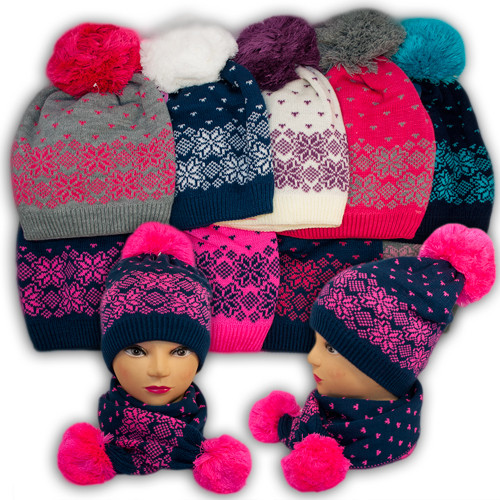 Шапка та шарф для дівчаток, підкладка фліс, код. V324, фото 1