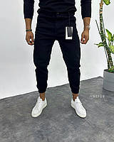Чоловічі жжинси приталені стильні slim fit звужені на манжеті Туреччина чорні