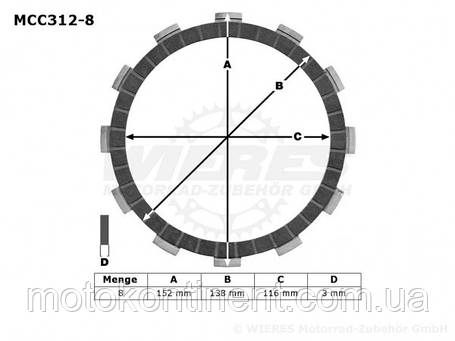 TRW MCC312-8 фрикційні диски SUZUKI RM 500, GSF 600, GSX 600/750, BANDIT 600, фото 1