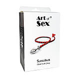 Металевий анальний корок M з диявольським хвостом Art of Sex — Succubus, Екошкіра, колір Червоний sonia.com.ua, фото 5