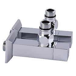 Набір кранів для підключення сушки для рушників квадратний SOLOMON LUX 1/2″ CUBE CHROM 8888 Хром