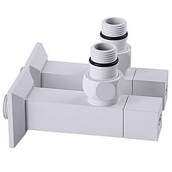 Набір кранів для підключення сушки для рушників квадратний SOLOMON LUX 1/2″ CUBE WHITE 8888 (2шт.) Білий