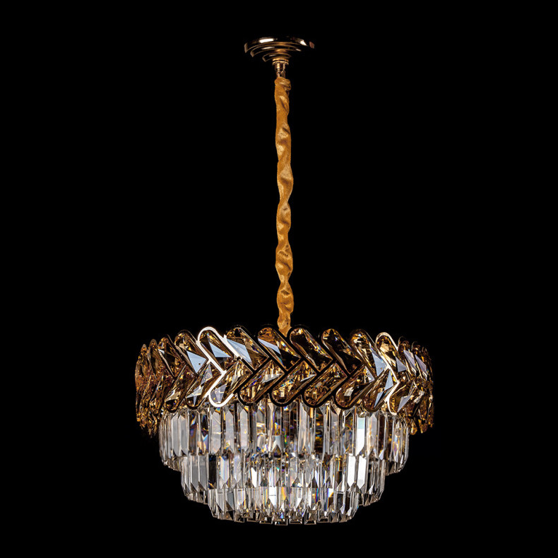 Люстра кришталева сучасна 7 ламп Е14 золото 50х120 см