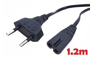 AC силовий кабель 100-240v ∞ C7/C8 2pin (2a) (1.2m) (B class) 1 день гар.