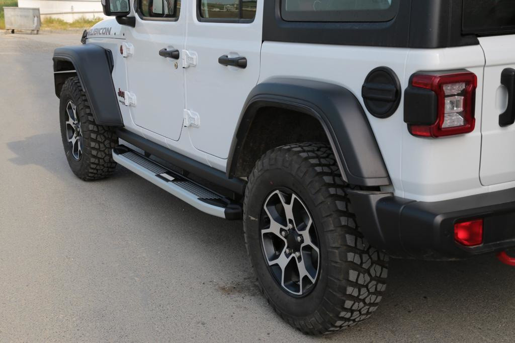 Бокові пороги Mevsim Grey (2 шт., Алюміній) для Jeep Wrangler 2018-2024 рр