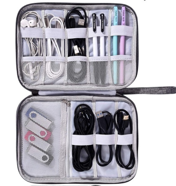 Органайзер для зберігання дротів, зарядок, флешок. Сірий, фото 1