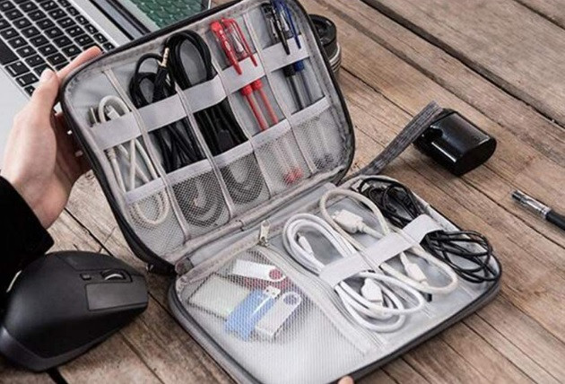 Органайзер для зберігання дротів, зарядок, флешок. Чорний, фото 1