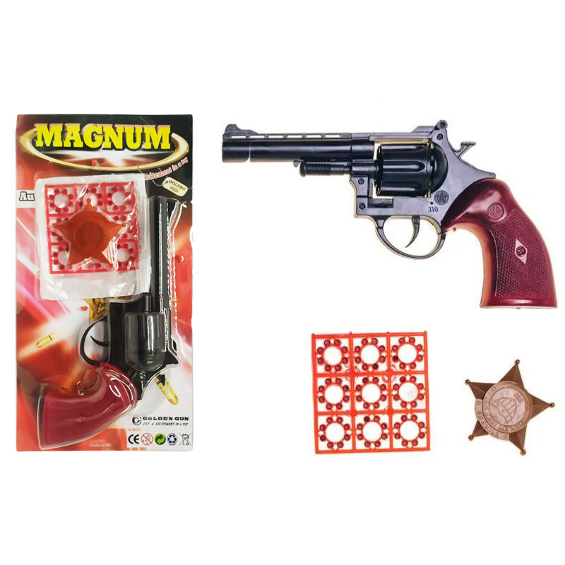 Игрушечный револьвер "Magnum" c пистонами 280GG с значком блистер от PolinaToys - фото 1 - id-p2136311700
