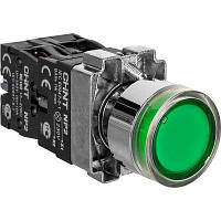 Кнопка керування 1NO+1NC 22мм з підсвічуванням зелений LED 230V [574365] NP2-BW3365 CHINT