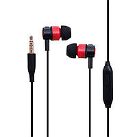 Проводные наушники с микрофоном и вакуумными амбушюрами Celebrat 3.5 mm V1 1.2 m Red OB, код: 8029179
