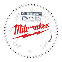 Диск пиляльний MILWAUKEE, Ø165/20мм, 52 зуб.