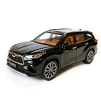 Машинка металева Toyota Highlander Hybrid Тойота Хайлендер Гібрид 1:24 джип чорний звук світло відч двері капот багажник гум, фото 3
