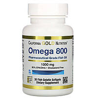 Омега 800, Риб'ячий жир омега 3 фармацевтичного якості, 1000 мг, California Gold Nutrition, 30 желатинових капсул