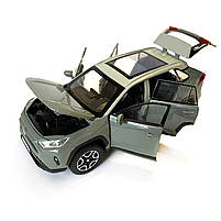 Машинка металева Toyota RAV4 Sport Тойота рав 4 спорт сіра 1:32 звук світло інерція відкр двері багажник капот гумові колеса, фото 4