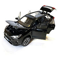 Машинка металева Toyota RAV4 Sport Тойота рав 4 спорт чорна 1:32 звук світло інерція відкр двері багажник капот гумові колеса, фото 5