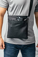 Мужская сумка из натуральной кожи ручная работа, мужская барсетка кожаная, черная сумка через плечо