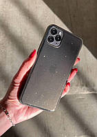Прозрачный силиконовый чехол с микроблёстками Matte Side Crystal с матовыми бортиками для Iphone 12 Pro Max (