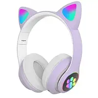 ОЧЕНКА! Бездротові дитячі навушники з вушками Cat-23 M Фіолетовий (без скла 683)