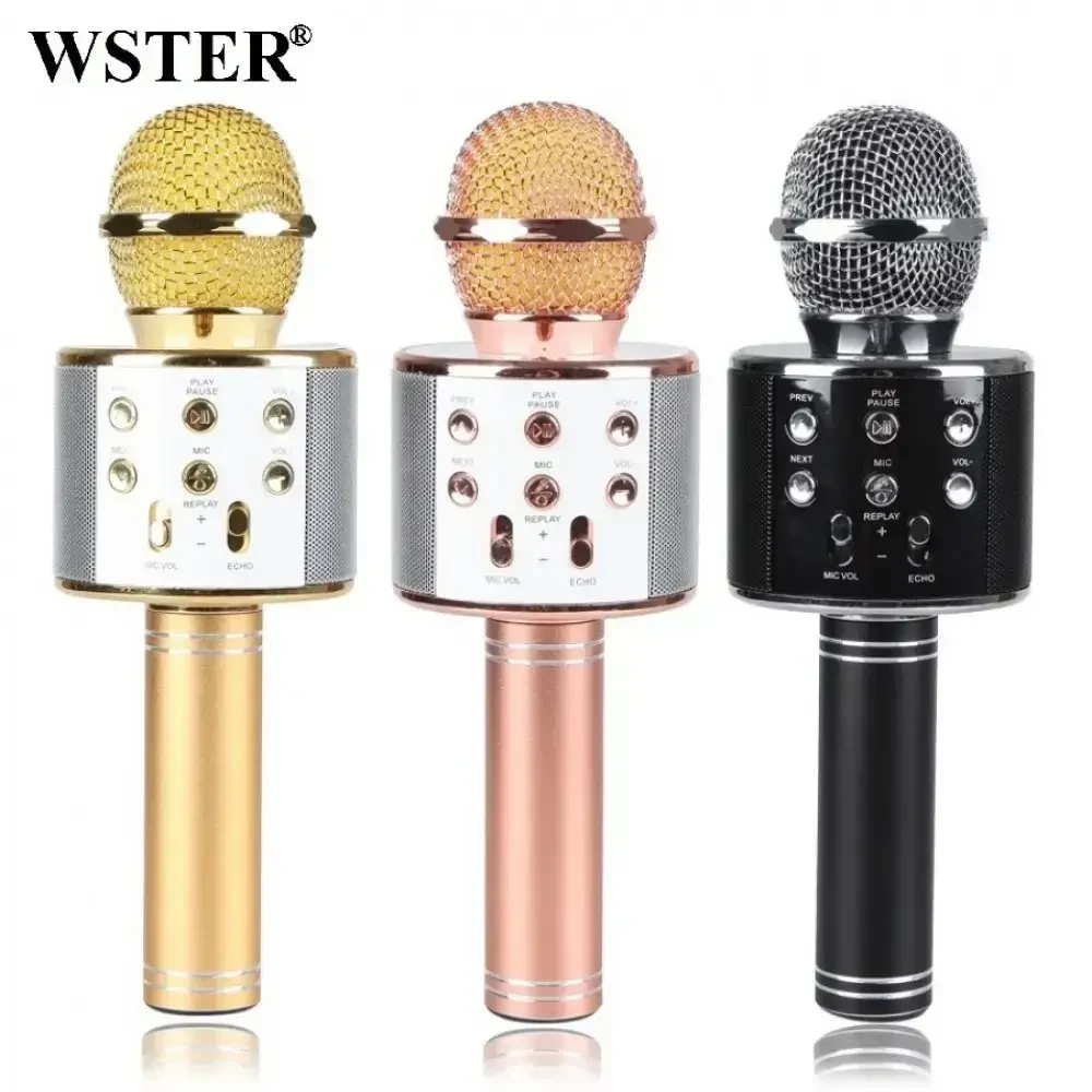 УЧЕНКА.Bluetooth мікрофон для караоке зі зміною голосу WSTER WS-858 (потерті кнопки 684)