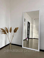 Большое настенное зеркало в полный рост белое 150х60 см в белой МДФ раме росток, напольное Код/Артикул 178