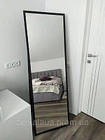 Напольное зеркало в тонкой чёрной раме на ножке 150x60 см, большое ростовое зеркало с ножкой Код/Артикул 178