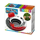 Надувне коло зі спинкою 2 ручками та 2 підсклянниками Intex 56825 Надувне крісло з ручками 135 см Червоний, фото 3