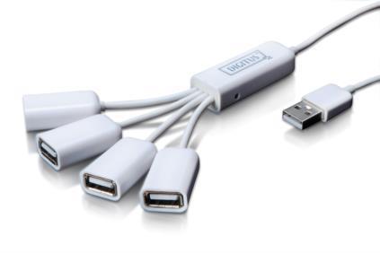 Digitus Концентратор 4 порти, "Павук", USB 2.0, пасивний, White