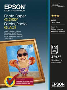 Epson 100mmx150mm Glossy Photo Paper, 500л