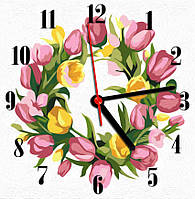 Набор для творчества "Часы" картина по номерам "Весняні квіти" 30*30 см